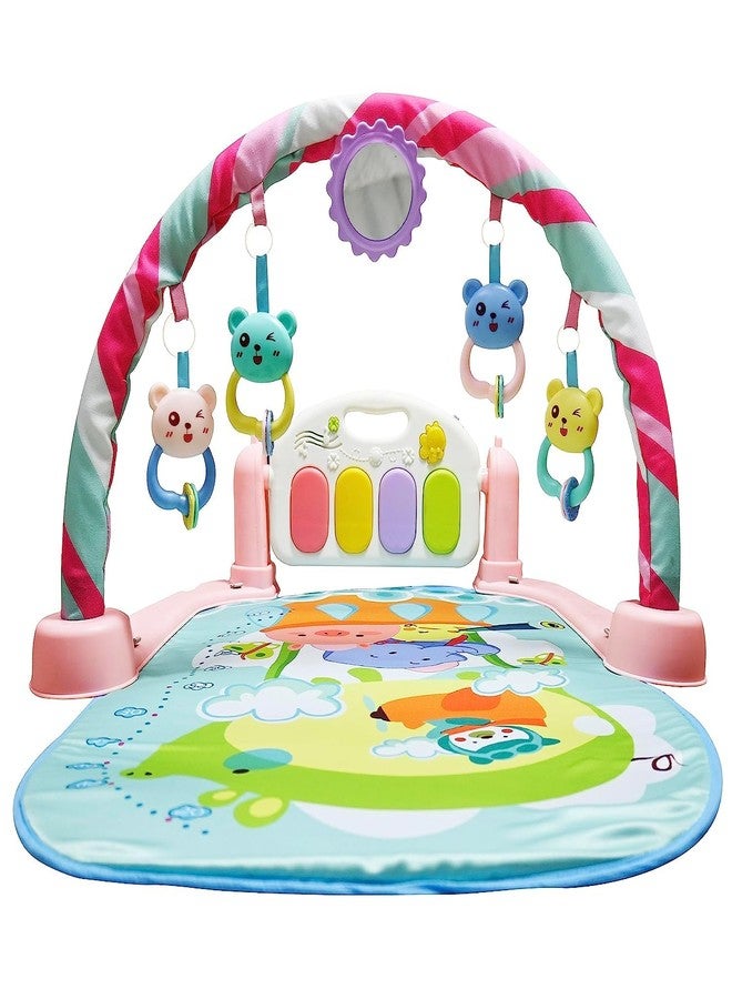 LONGMIRE Baby Play Mat Gym & Fitness Rack with Hanging Rattles Lights & Musical Keyboard Mat Piano Toys for Babies (Baby Gym Piano Pink) - Image 4