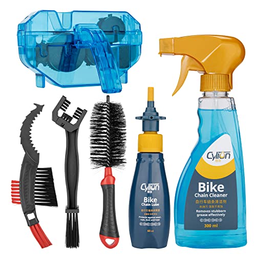 CXWXC Bike Cleaning Kit Including Bicycle Chain Scrubber, Bike Cleaner Brush Tool, Bicycle Chain Cleaning Agent,Chain Lube - Image 1