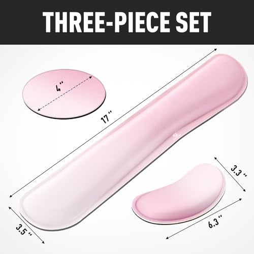 Gimars Upgrade Enlarge Silky Gel Memory Foam Keyboard Wrist Rest, Wrist Rest for Computer Keyboard, Ergonomic Mouse pad Rests for Typing Pain Relief, Wrist Support for Office, Gaming, Pink Gradient - Image 4
