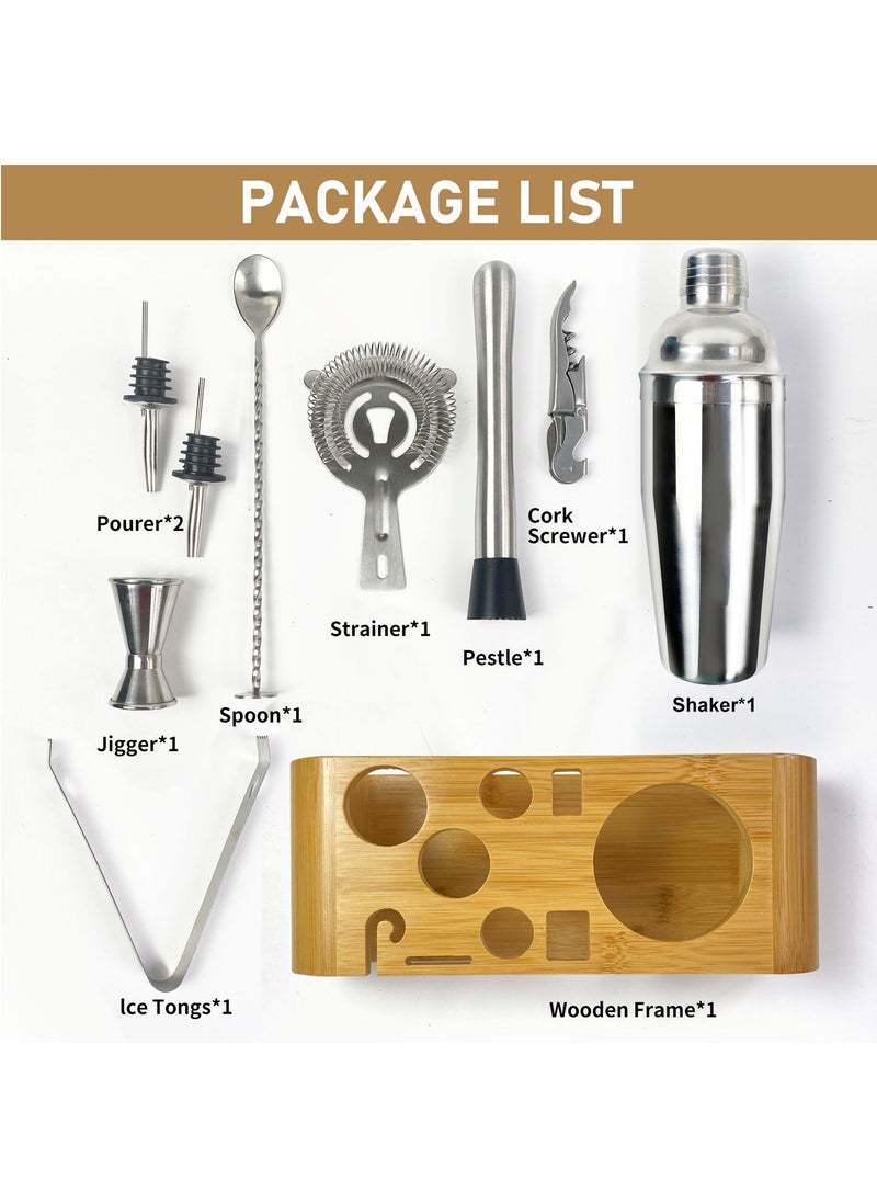 SKY-TOUCH - 11 Piece Bar Tool Set with Stylish Bamboo Stand Perfect Home Bartending Kit and Martini Cocktail Shaker Set For an Awesome Drink Mixing Experience - Image 1