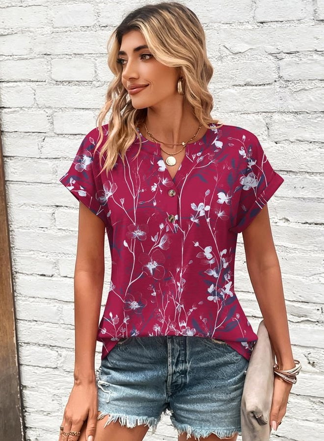zeagoo Women Tops Summer Short Sleeve T Shirts V Neck Dressy Casual Work Blouses Fashion Boho Clothes S-3XL - Image 2