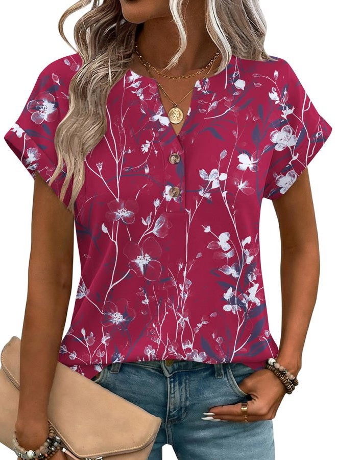 zeagoo Women Tops Summer Short Sleeve T Shirts V Neck Dressy Casual Work Blouses Fashion Boho Clothes S-3XL - Image 1