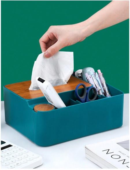 Shrux Multi-Functional Desktop Storage Box for Living Room | Decorative Office Desk Stationary Holder Box with Tissue Paper Storage Box | Bathroom and Vanity Tissue Holder | Dining Table Tissue Stand - Image 2