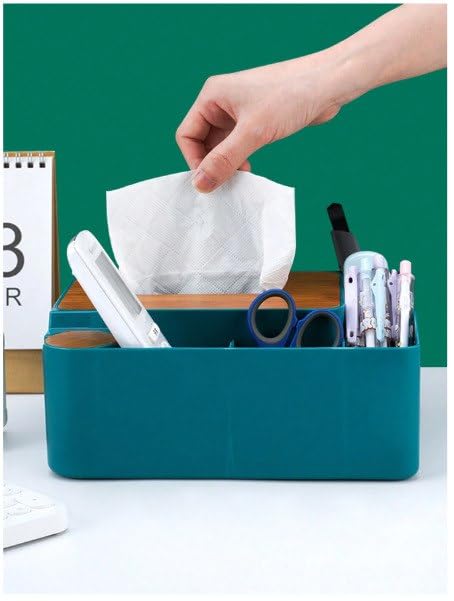 Shrux Multi-Functional Desktop Storage Box for Living Room | Decorative Office Desk Stationary Holder Box with Tissue Paper Storage Box | Bathroom and Vanity Tissue Holder | Dining Table Tissue Stand - Image 4