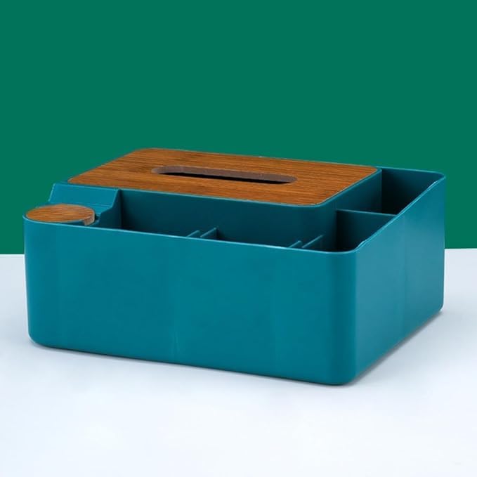 Shrux Multi-Functional Desktop Storage Box for Living Room | Decorative Office Desk Stationary Holder Box with Tissue Paper Storage Box | Bathroom and Vanity Tissue Holder | Dining Table Tissue Stand - Image 1