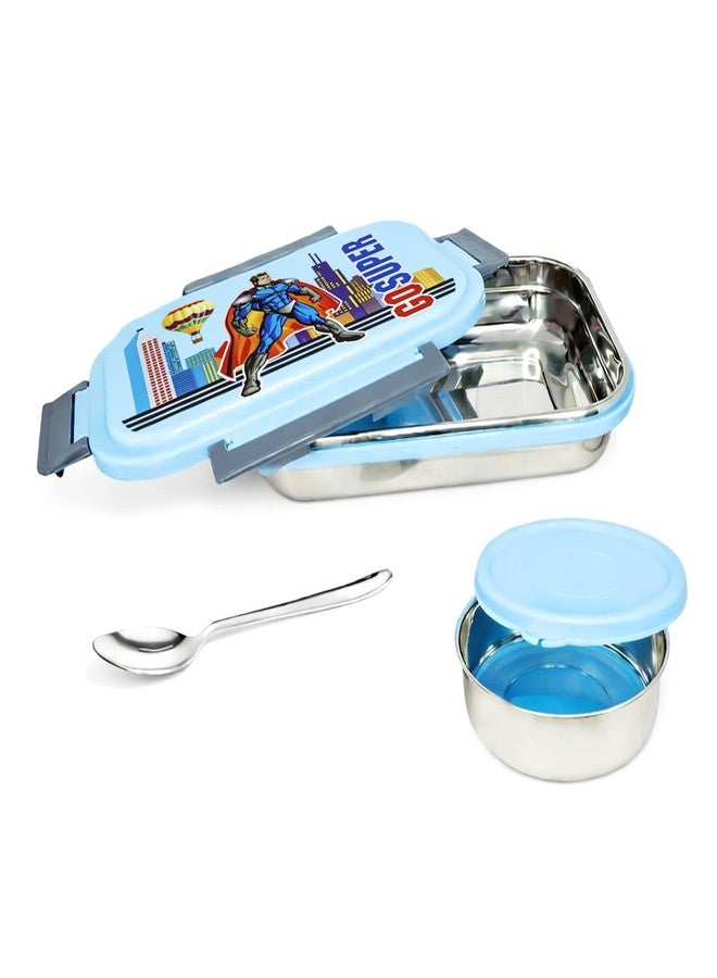 POGON علبة غداء POGON Kids Meal Mate Go Super المصنوعة من الفولاذ المقاوم للصدأ والمحكمة الإغلاق بسعة 800 مل، وزجاجة مياه معزولة Sipmate بسعة 500 مل. - Image 3