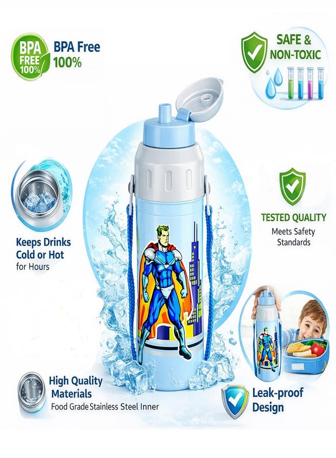 POGON علبة غداء POGON Kids Meal Mate Go Super المصنوعة من الفولاذ المقاوم للصدأ والمحكمة الإغلاق بسعة 800 مل، وزجاجة مياه معزولة Sipmate بسعة 500 مل. - Image 4