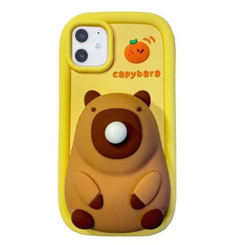 QoKcoahn Case Compatible with iPhone 11Cute 3D Kawaii Funny Cartoon Capybara Blowing Bubbles Cover for Women Girls Soft Silicone Gel Drop Protector - Image 1