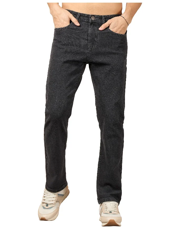 Beyoung cotton lycra Ink Black Regular Fit Jeans for men