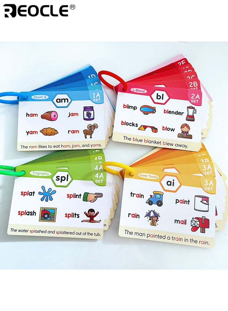 ريوكل 65 بطاقة صوتيات الأطفال بطاقات فلاش تعلم القراءة ألعاب الصوتيات CVC Digraphs يمزج أصوات حروف العلة الطويلة ألعاب تعليمية للأطفال الذين تتراوح أعمارهم بين 4 و 8 سنوات للاستخدام في الفصول الدراسية والتعليم المنزلي - Image 2