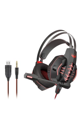 OVLENG GT63 Gaming Headset - Stereo with High-Quality Microphone and Comfortable Design - LED Effect - Compatible with USB & 3.5mm -BLACK WITH RED - pzsku/ZAA5B258BCFF91E61AC63Z/45/_/1738159657/e45ea3df-0001-46d9-ad91-e1d690e74447
