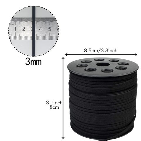 3mm x100 Yards Black Suede Cord Suede Lace Faux Leather Cord with 3mm x100 Yards Black Suede Cord Suede Lace Faux Leather Cord with