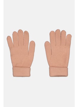 Women 1 Pair Knitted Glove, Peach
