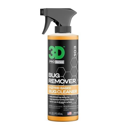 3D Bug Remover All Purpose Exterior Cleaner Degreaser to Wipe Away Bugs on Plastic Rubber Metal Chrome Aluminum Windows Mirrors Suitable for use on Car Paint Wax Clear Coat - Image 1