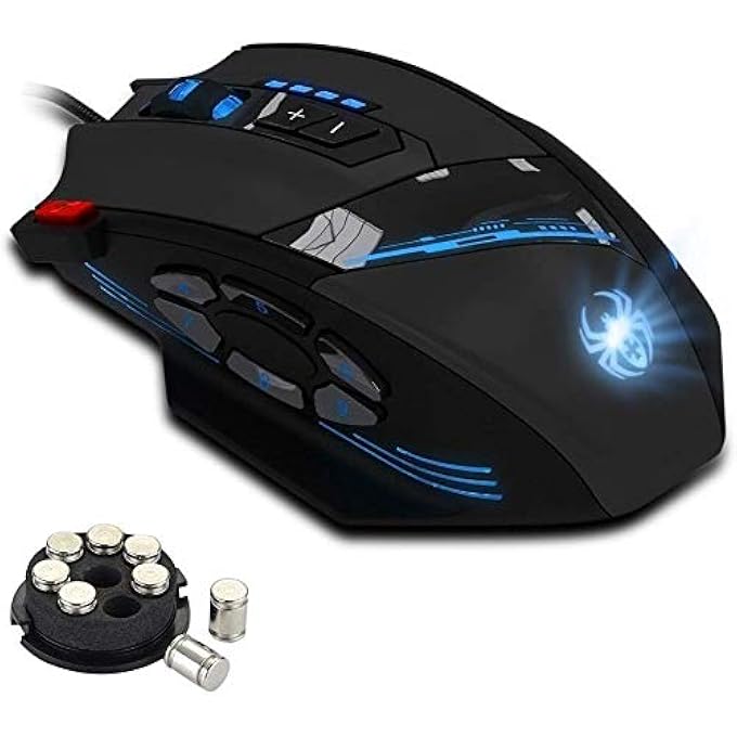 ZELOTES WIRED GAMING MOUSE, 12 PROGRAMMABLE BUTTONS, RGB GAMER MOUSE, 4000 DPI, LIGHTING ERGONOMIC MOUSE, USB MOUSE WITH CABLE FOR PC, MAC, LAPTOP - Image 1