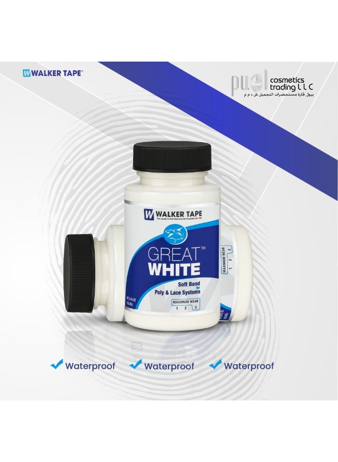 Walker Tape Great White Soft Bond Adhesive 3.4oz – Long-Lasting Hair System Glue with Built-in Brush – Water-Based, Skin-Safe, Max Hold 5 Weeks – For Wigs, Toupees, Lace & Poly Systems - Image 5