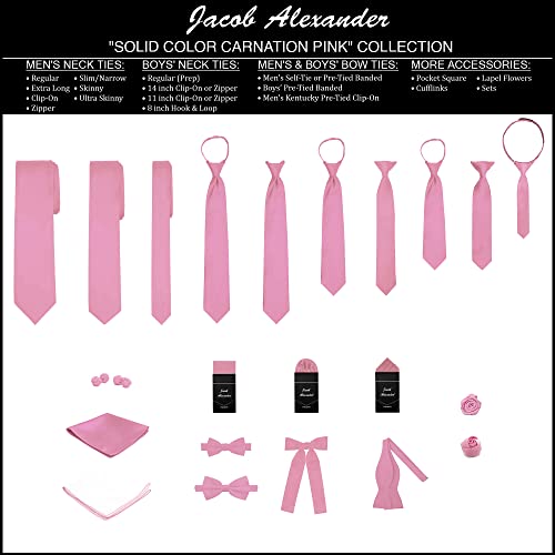 Jacob Alexander Solid Color Men's Regular Tie - Carnation Pink - Image 5
