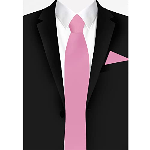 Jacob Alexander Solid Color Men's Regular Tie - Carnation Pink - Image 3