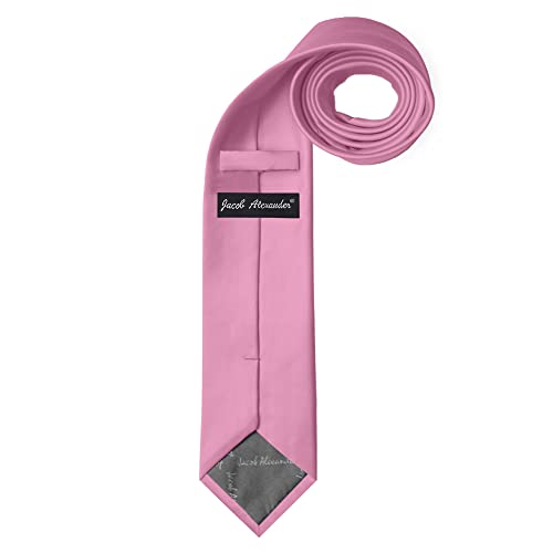 Jacob Alexander Solid Color Men's Regular Tie - Carnation Pink - Image 2