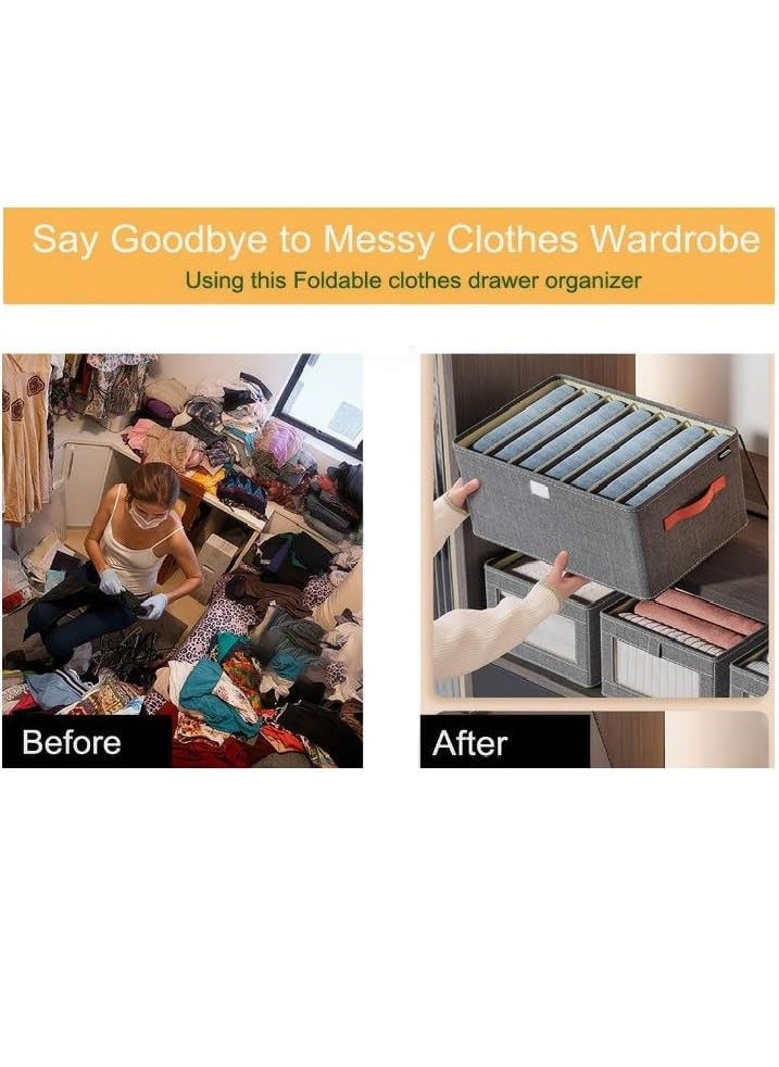 KRLZ Portable Cloth Wardrobe with Steel Frame Stand Large Capacity Drawer Organizer for Clothes and Jeans Foldable and with Optional Cover Available for Store Use