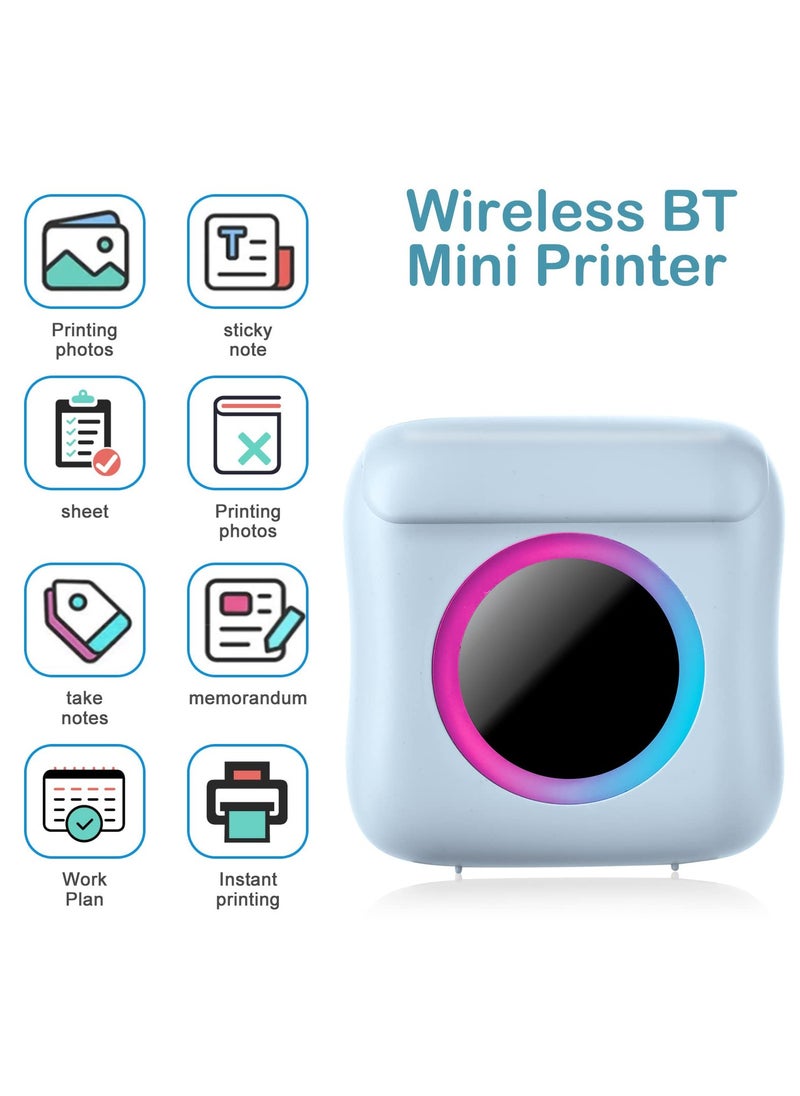 SYOSI - SYOSI Portable Mini Printer, Mini Thermal Printer Bluetooth Photo Printer Inkless Pocket Printer with 7 Rolls of Paper for Picture/Label/Memo/Receipt (Blue) - Image 1
