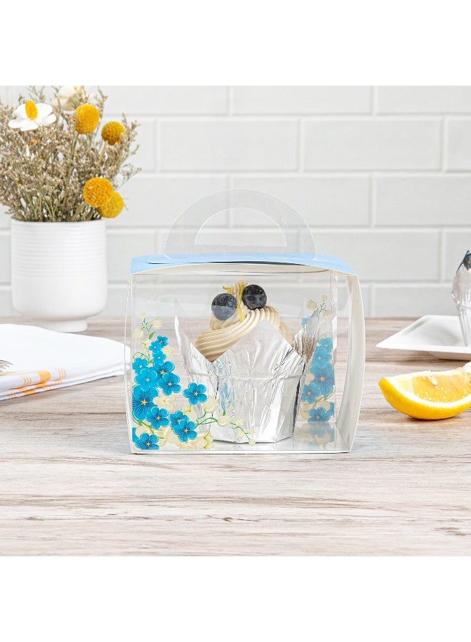 Restaurantware صناديق كعك فردية 5 إنش × 3.25 إنش، 100 صندوق عرض كعك قابل للتصرف - مع مقبض، لمسة زهرية، حاويات كعك بلاستيكية شفافة فردية، للمناسبات أو أعياد الميلاد - Image 3