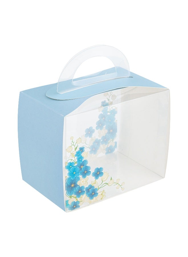 Restaurantware صناديق كعك فردية 5 إنش × 3.25 إنش، 100 صندوق عرض كعك قابل للتصرف - مع مقبض، لمسة زهرية، حاويات كعك بلاستيكية شفافة فردية، للمناسبات أو أعياد الميلاد - Image 2