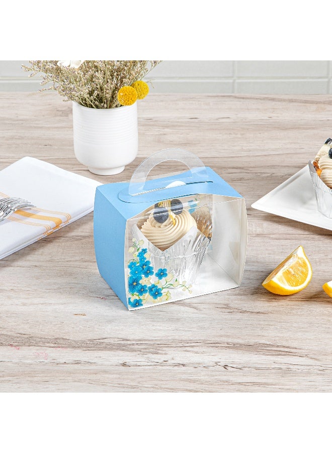 Restaurantware صناديق كعك فردية 5 إنش × 3.25 إنش، 100 صندوق عرض كعك قابل للتصرف - مع مقبض، لمسة زهرية، حاويات كعك بلاستيكية شفافة فردية، للمناسبات أو أعياد الميلاد - Image 4