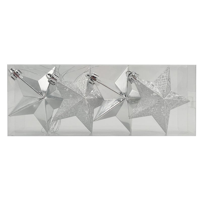 CHRISTMAS MAGIC Hanging Stars Silver 8cm 4Pcs/Box - Image 2