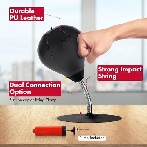GLACIAL Stress Relief Desktop Punching Bag I Comes with Desk Clamp and Extra Strong Suction Cup I Black - Image 2