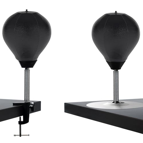 GLACIAL Stress Relief Desktop Punching Bag I Comes with Desk Clamp and Extra Strong Suction Cup I Black - Image 1
