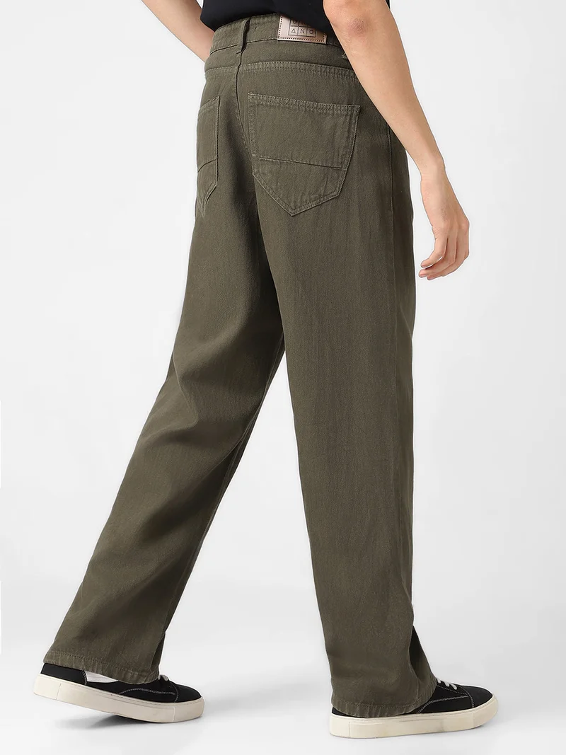 Urbano Fashion  Urbano Fashion Men's Khaki Loose Baggy Fit Washed Jeans Non-Stretchable  | Best Price UAE