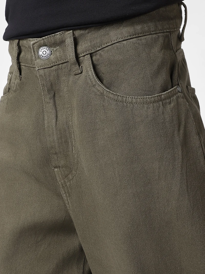 Urbano Fashion  Urbano Fashion Men's Khaki Loose Baggy Fit Washed Jeans Non-Stretchable  | Best Price UAE