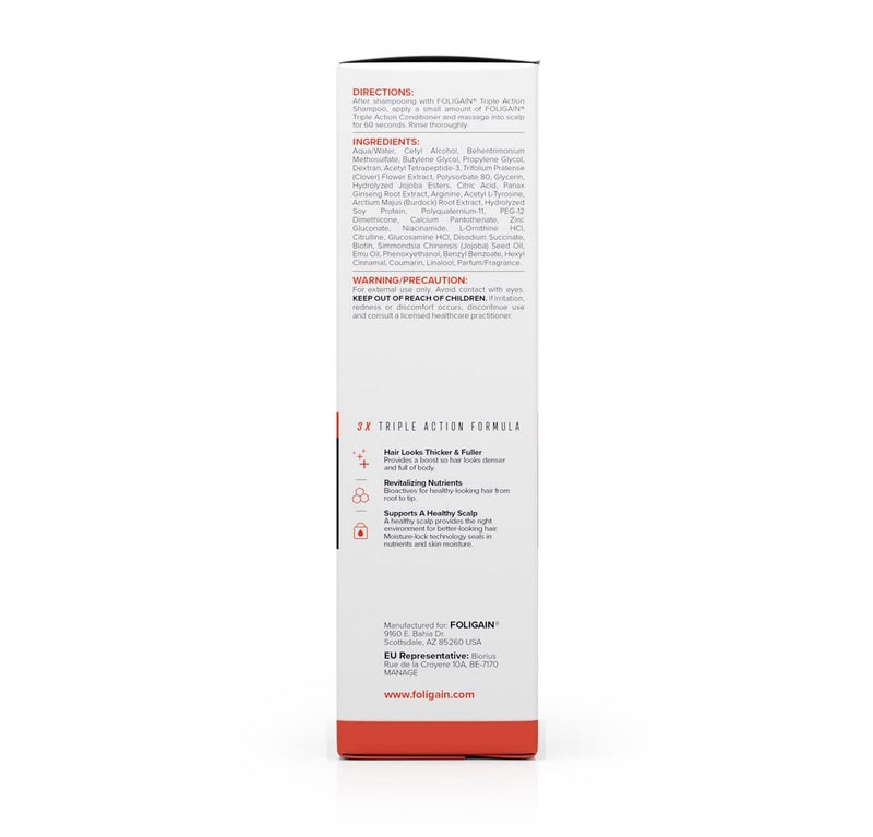 FOLIGAIN Foligain Triple Action Conditioner For Thinning Hair, Volumizing Conditioner for Men, 8 Fl. Oz. - Image 4