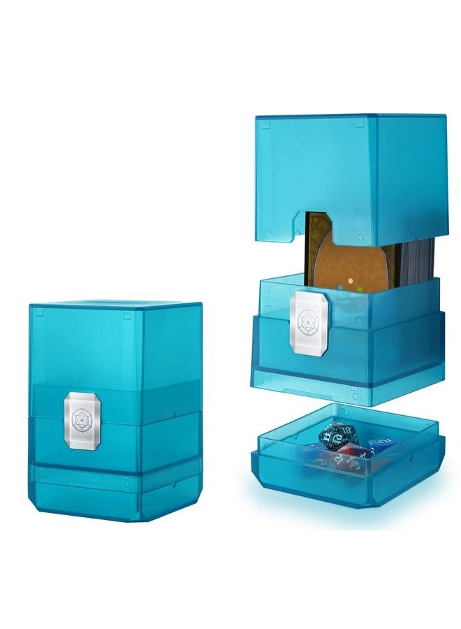 Sooez Heavy Duty Mtg Deck Card Box With Dice Storage 100+ Deck Case Boulder Perfect Deck Holder For Mtg Commander/Yugioh/Pokemon/Tcg And Sports Cards (Tiffany Green)  - Image 2