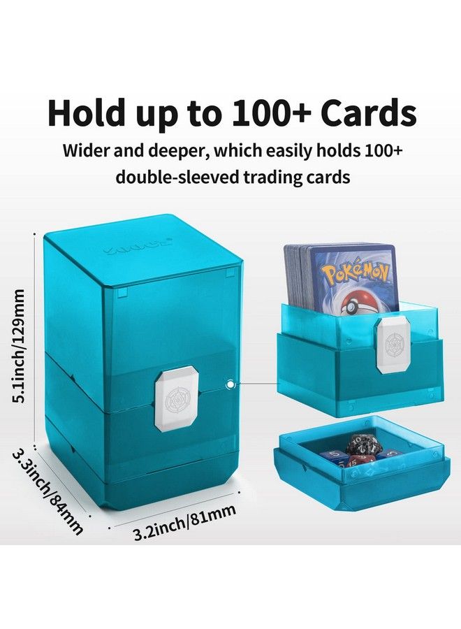 Sooez Heavy Duty Mtg Deck Card Box With Dice Storage 100+ Deck Case Boulder Perfect Deck Holder For Mtg Commander/Yugioh/Pokemon/Tcg And Sports Cards (Tiffany Green)  - Image 5