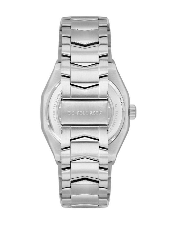 U.S. Polo Assn. U.S. Polo Assn. Fundamental Men's 43mm Silver Watch with Black Geometric Dial & Stainless Steel Bracelet - USPA1059-03, Modern Elegance  - Image 3
