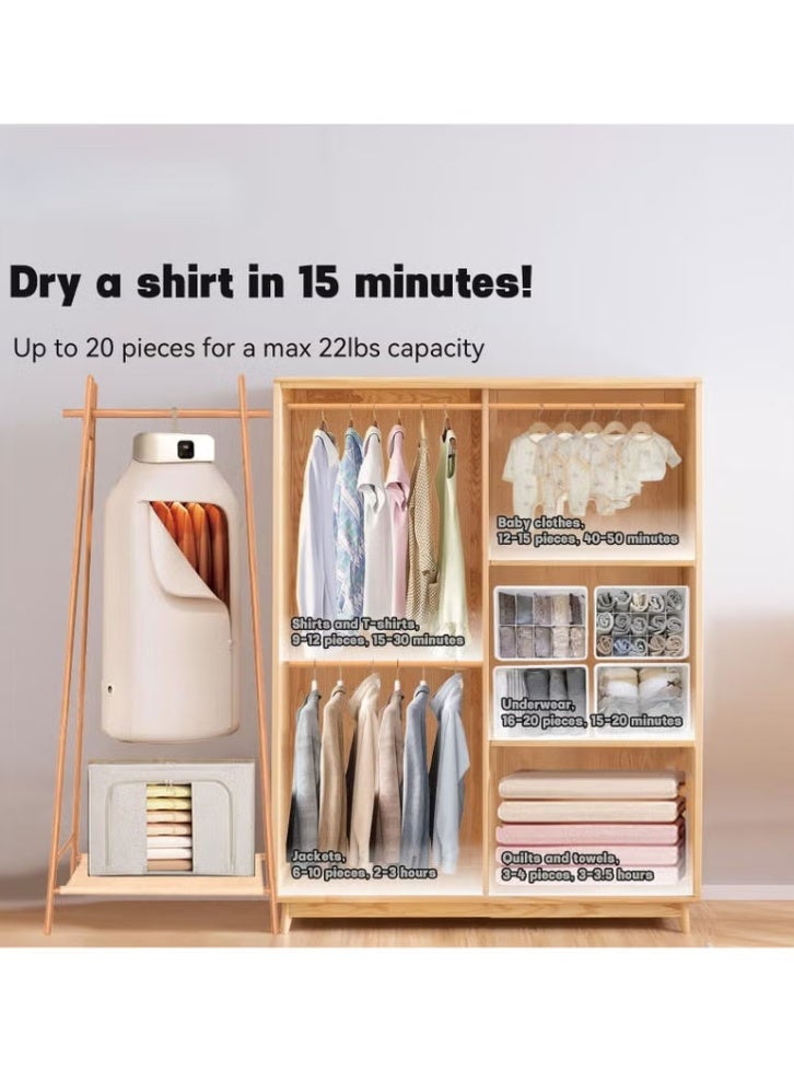 XiuWoo Portable clothes dryer, mini electric dryer, convenient clothes drying rack, 30-minute quick drying time, remote control, UV cleaning, for travel, dorms, camping, apartments - Image 3