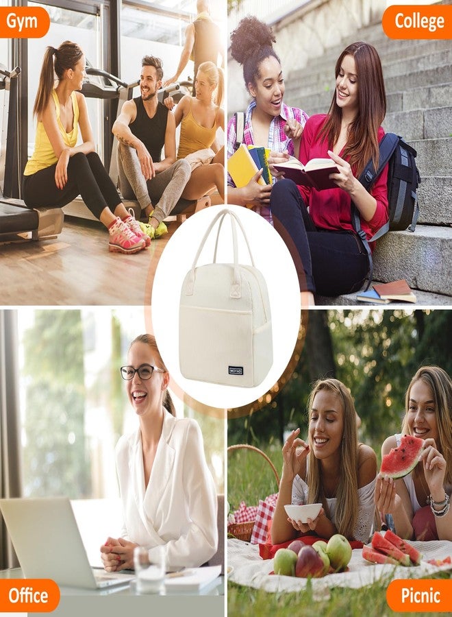 Moyad Insulated Lunch Bag for Women & Men - Reusable Cooler Tote Bags for Work, Travel, Picnic & Outdoor Activities, Off-white Corduroy - Image 5