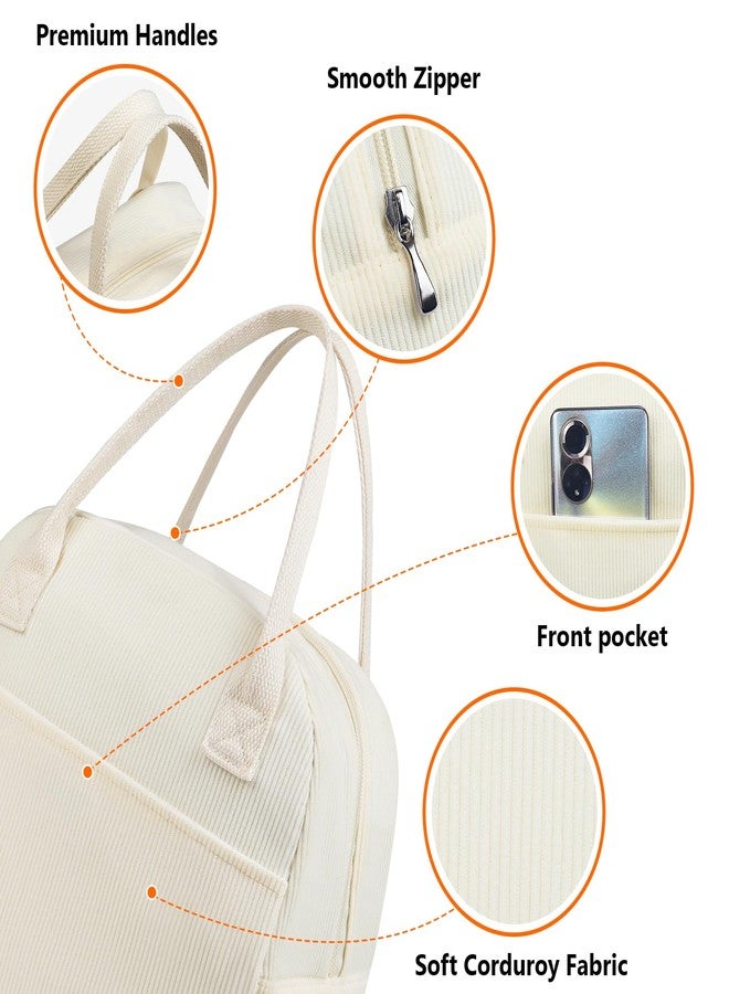 Moyad Insulated Lunch Bag for Women & Men - Reusable Cooler Tote Bags for Work, Travel, Picnic & Outdoor Activities, Off-white Corduroy - Image 4