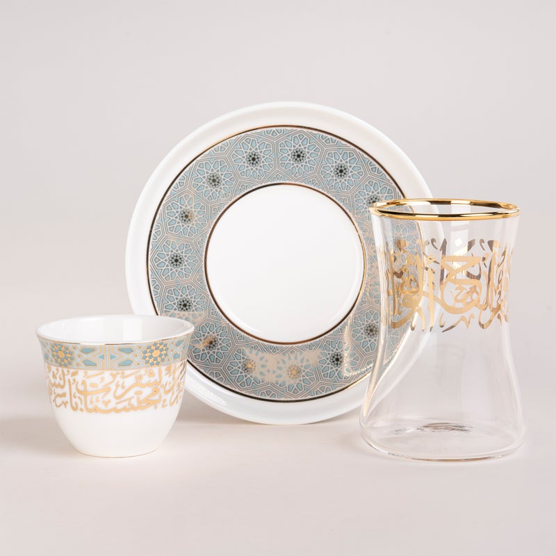 Dallaty white porcelain and glass Tea and coffee cups set 18 pcs - Image 2