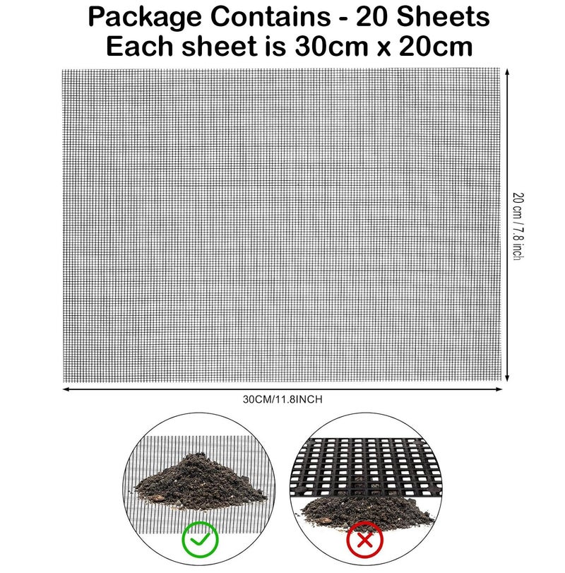GardenZeek 20 Sheets Flower Pot Hole Mesh Pad for Keep Soil from Flowing Away, 30x20 Cm Drainage Hole Screens for Bonsai Pot, Succulent & Table Top Planters - Image 2