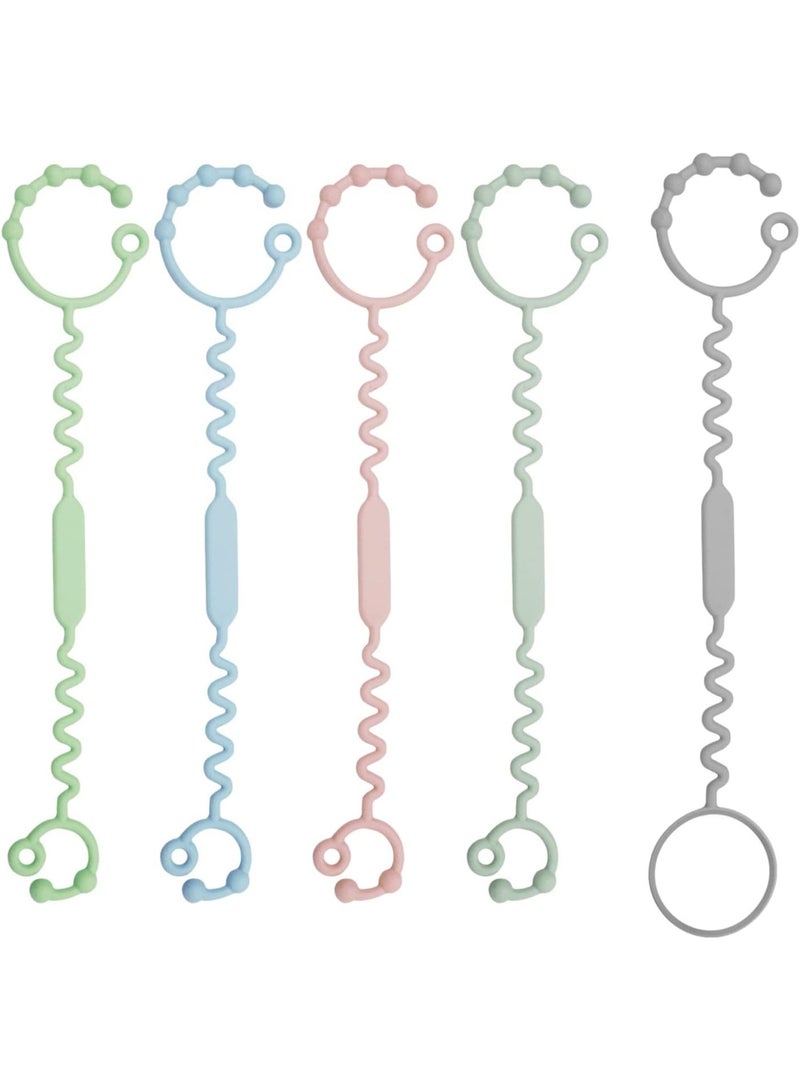 Toy Straps for Baby, 5 Pack Silicone Toy Straps for Stroller, Toy Safety Straps for Teether Toy, Pacifier, Sippy Cup Straps, Adjustable Toy Holder for Stroller, High Chair - BPA Free - Image 1