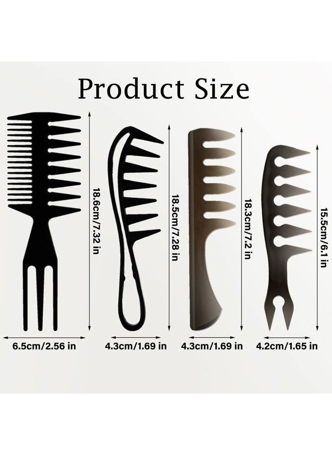 Prasacco - 4 Pcs Hair Comb Wide Tooth Comb Styling Comb Double Side Tail Combs Afro Pick Barber Comb Hairstylist Accessories, Black, 4 Styles - Image 1