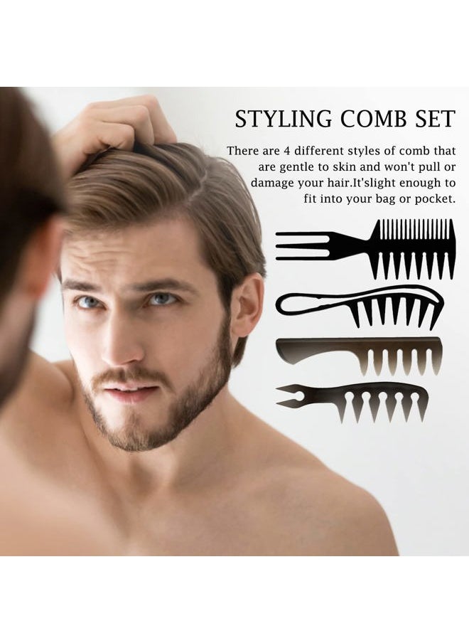 Prasacco - 4 Pcs Hair Comb Wide Tooth Comb Styling Comb Double Side Tail Combs Afro Pick Barber Comb Hairstylist Accessories, Black, 4 Styles - Image 1