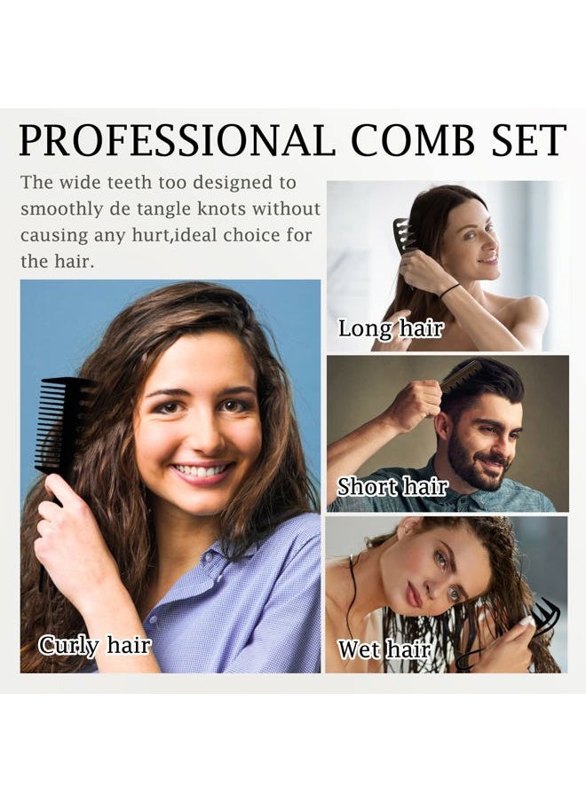 Prasacco - 4 Pcs Hair Comb Wide Tooth Comb Styling Comb Double Side Tail Combs Afro Pick Barber Comb Hairstylist Accessories, Black, 4 Styles - Image 1