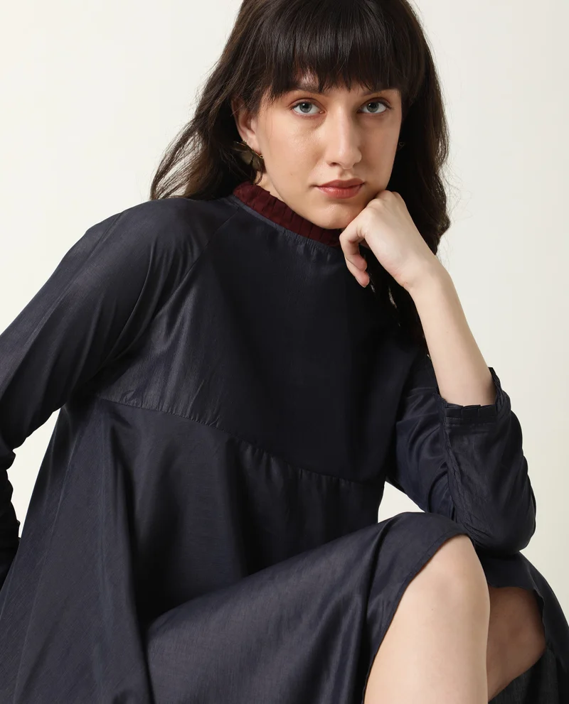 Rareism Women's Asymmetric Empire Line Mini Dress