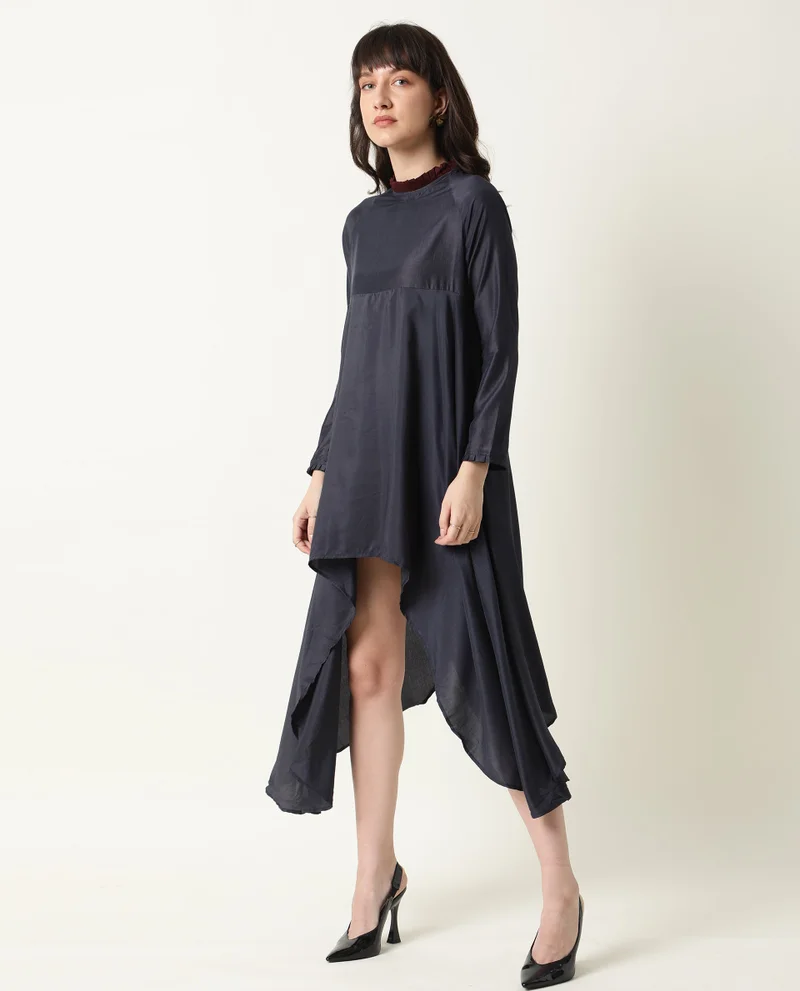 Rareism Women's Asymmetric Empire Line Mini Dress