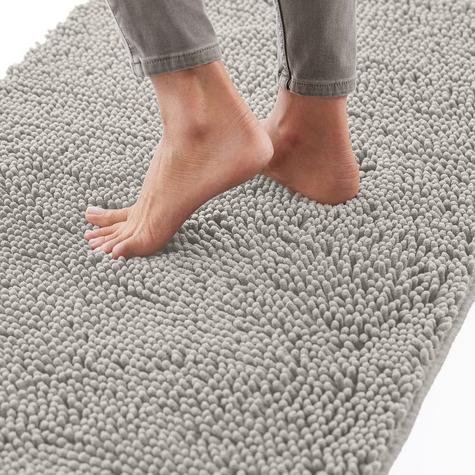 LUXURY BATHROOM RUG MAT EXTRA SOFT ABSORBENT MICROFIBER BATH RUGS NONSLIP PLUSH SHAGGY BATH CARPET MACHINE WASH DRY BATH MATS FOR BATHROOM FLOOR TUB AND SHOWER GRAY