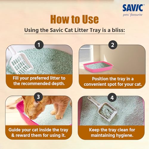 Savic Cat Litter Tray for Indoor Cats, Open Easy-Clean Cat Toilet Box with Low Entry Design, Hygienic Durable Plastic Litter Tray for Daily Use – 15 Inch, Assorted Colours - Image 2